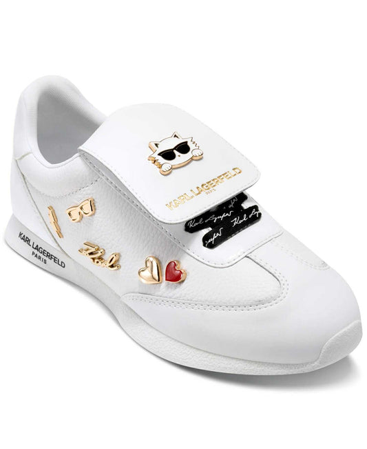 Karl Lagerfeld Paris Minia Pins Flap Leather Sneaker | White