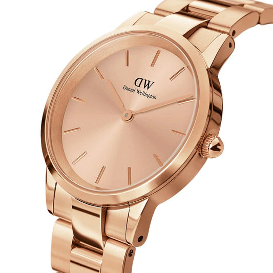 Daniel Wellington Iconic Link Rose Gold-tone Dial Ladies Watch 28mm (DW00100401)