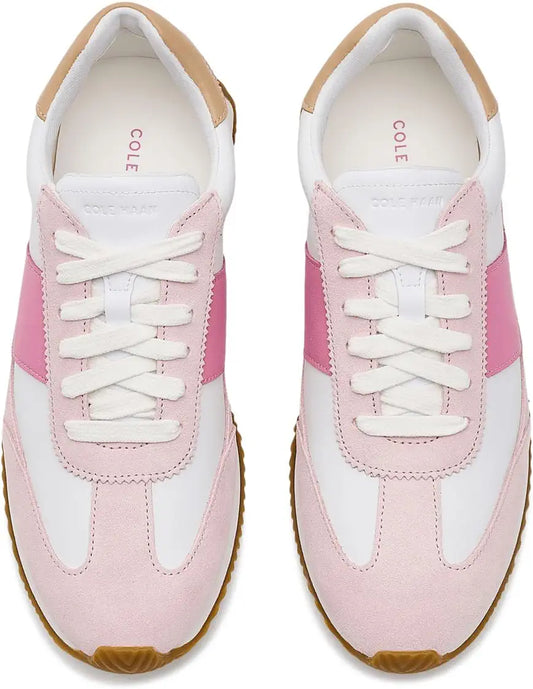 Cole Haan Women’s Grand Crosscourt Davie Runner in White Leather / Pale Lilac Suede / Soft Buff Leather