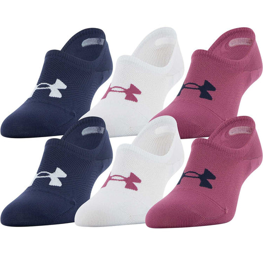 Under Armour Women's 6-Pack Essential Cotton Ultra Low Sock | Navy/Magenta