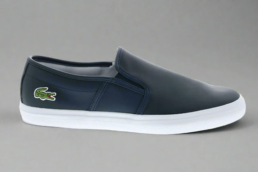 LACOSTE MEN'S TATALYA LEATHER SLIP-ON IN NAVY/WHITE