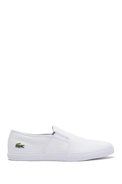 LACOSTE MEN'S TATALYA LEATHER SLIP-ON IN WHITE