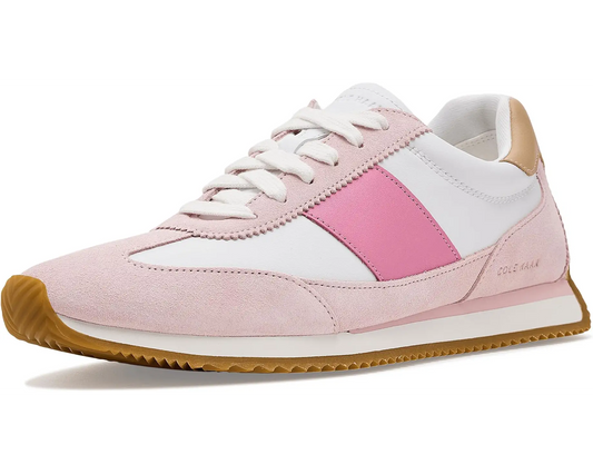 Cole Haan Women’s Grand Crosscourt Davie Runner in White Leather / Pale Lilac Suede / Soft Buff Leather