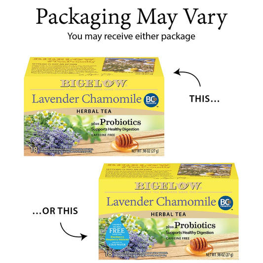 Bigelow Tea Lavender Chamomile Plus Probiotics Herbal Tea (Pack of 6)