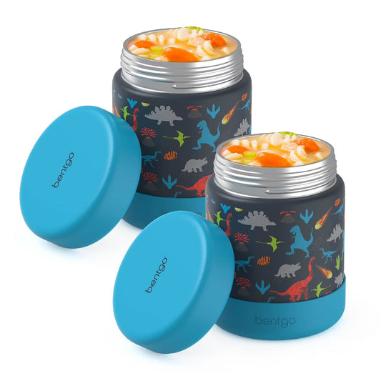 Bentgo Kids 2-Pack Stainless Steel Food Jar (Dinosaur design)