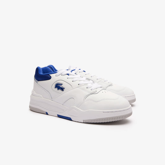 LACOSTE MEN'S LINESHOT CONTRASTED COLLAR  LEATHER TRAINERS