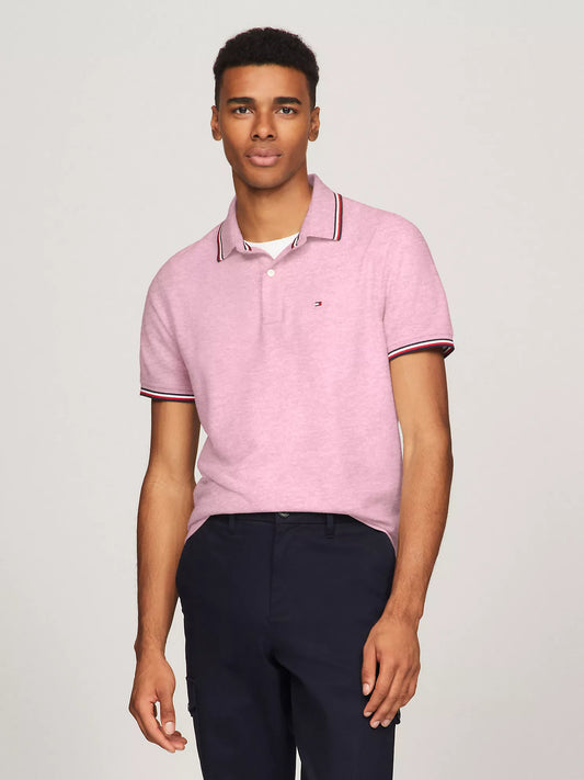 Tommy Hilfiger Regular Fit Tommy Wicking Polo in Pink Heather