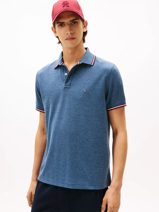 Tommy Hilfiger Regular Fit Tommy Wicking Polo in Blue Heather