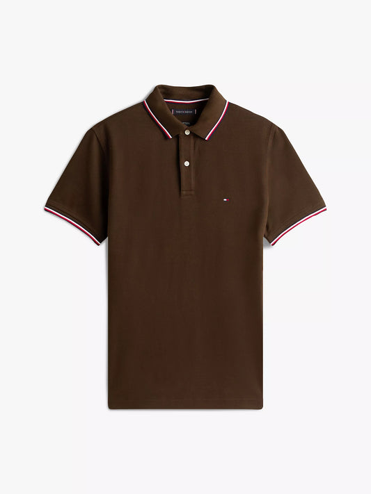 Tommy Hilfiger Regular Fit Tommy Wicking Polo in Dark Coffee