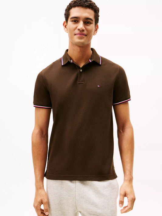 Tommy Hilfiger Regular Fit Tommy Wicking Polo in Dark Coffee