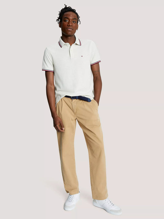 Tommy Hilfiger Regular Fit Tommy Wicking Polo in Beige Heather