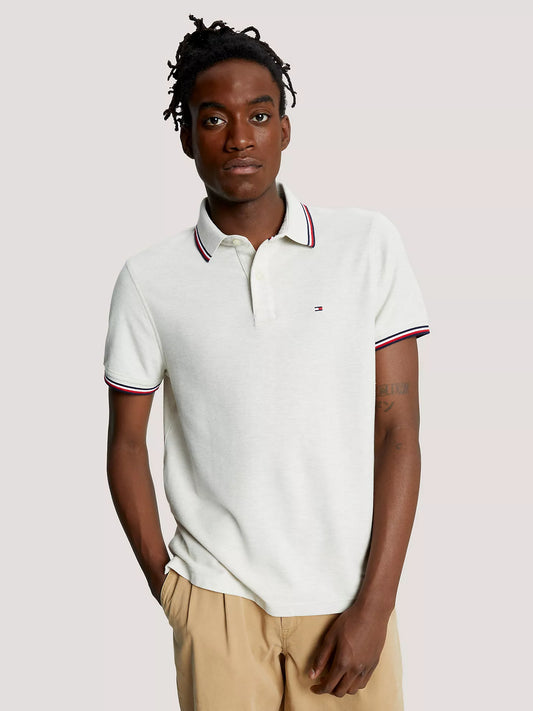 Tommy Hilfiger Regular Fit Tommy Wicking Polo in Beige Heather