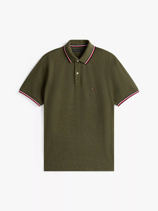 Tommy Hilfiger Regular Fit Tommy Wicking Polo in Green Heather