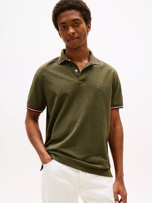 Tommy Hilfiger Regular Fit Tommy Wicking Polo in Green Heather