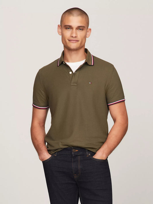 Tommy Hilfiger Regular Fit Tommy Wicking Polo in Army Green