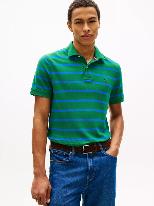 Tommy Hilfiger Regular Fit Striped Wicking Polo in Nouveau Green