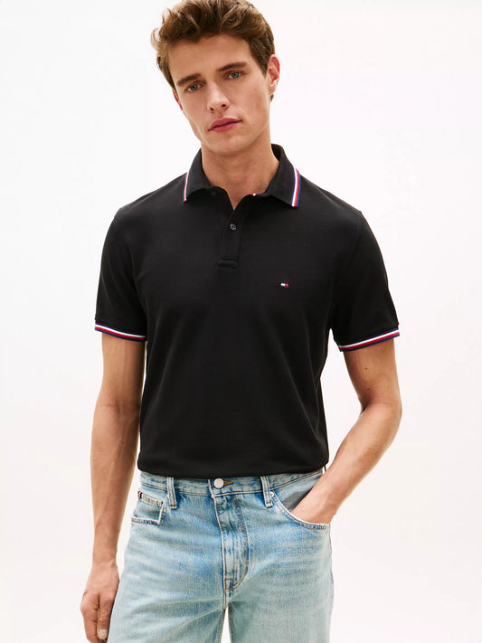 Tommy Hilfiger Regular Fit Tommy Wicking Polo in Black