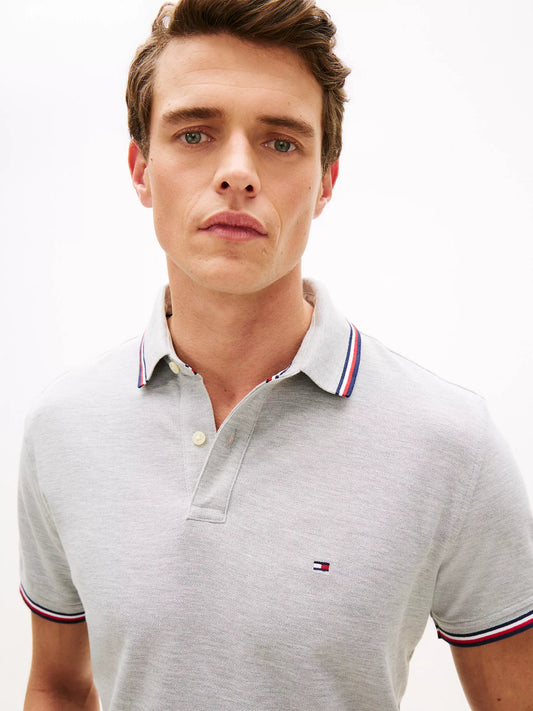 Tommy Hilfiger Regular Fit Tommy Wicking Polo in Light Grey Heather