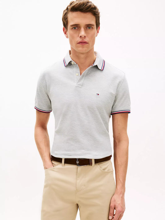 Tommy Hilfiger Regular Fit Tommy Wicking Polo in Light Grey Heather