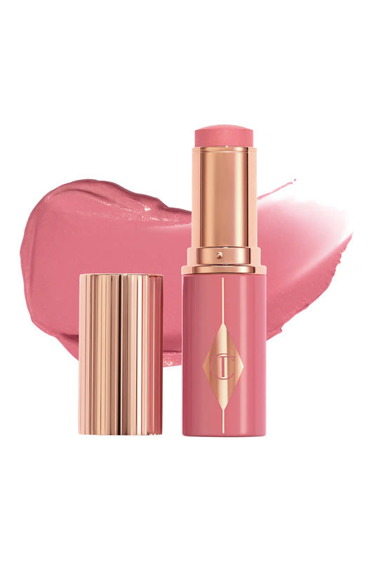 Charlotte Tilbury Unreal Lip + Cheek Glow Blush Stick with Hyaluronic Acid in Rosy Glow