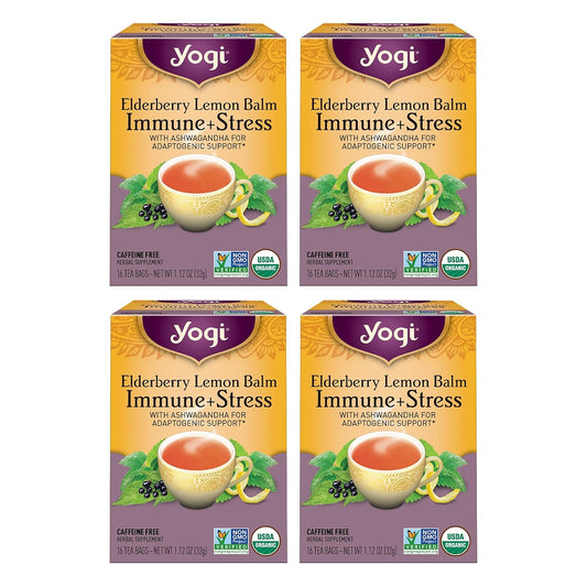 Yogi Tea Elderberry Lemon Balm Immune + Stress 4-Packs