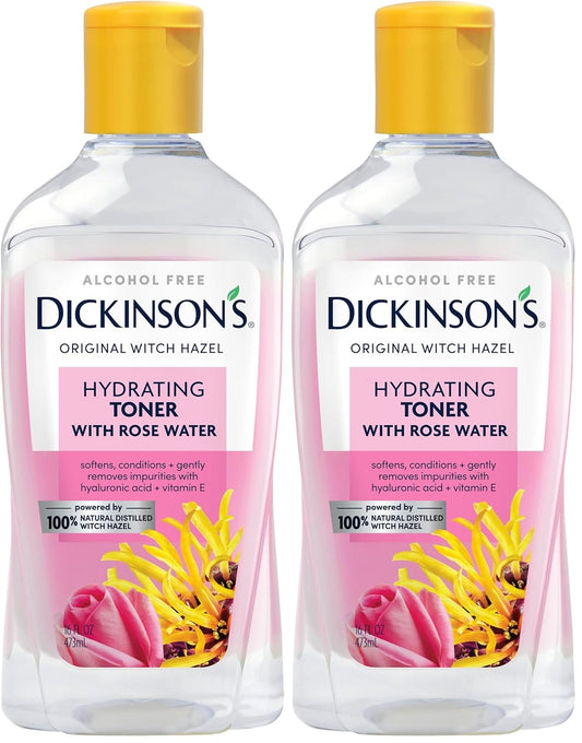 Dickinson's Enhanced Witch Hazel Hydrating Toner with Rosewater (16 Fl Oz, 2-Pack)