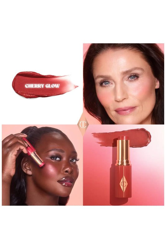 Charlotte Tilbury Unreal Lip + Cheek Glow Blush Stick with Hyaluronic Acid in Cherry Glow