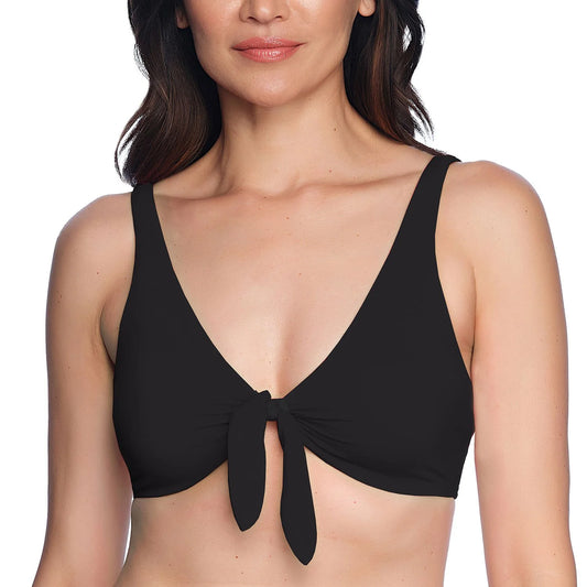 Loft Women's Tie Front Bikini Top -  Black
