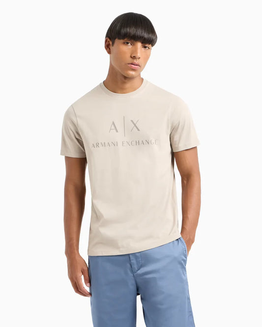Armani Exchange Slim fit jersey T-shirt with logo - Beige