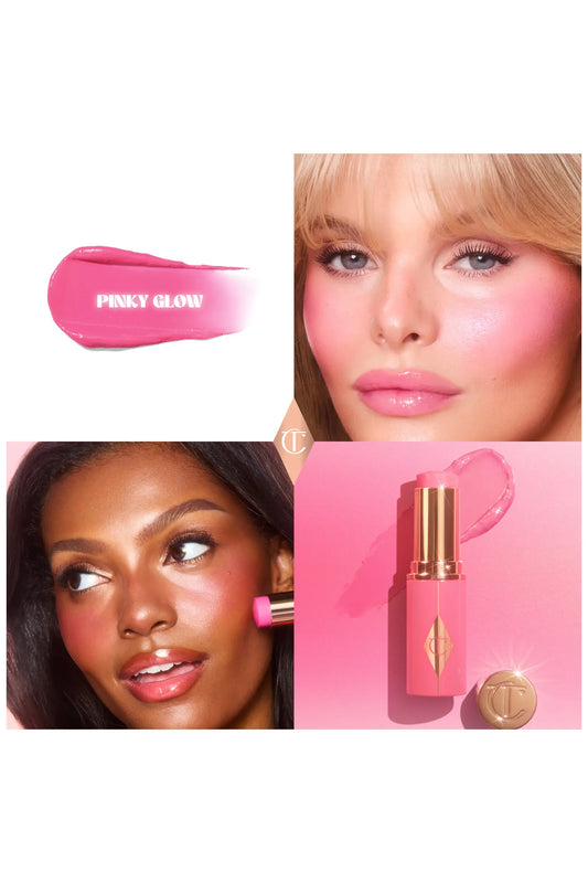 Charlotte Tilbury Unreal Lip + Cheek Glow Blush Stick with Hyaluronic Acid in Pinky Glow