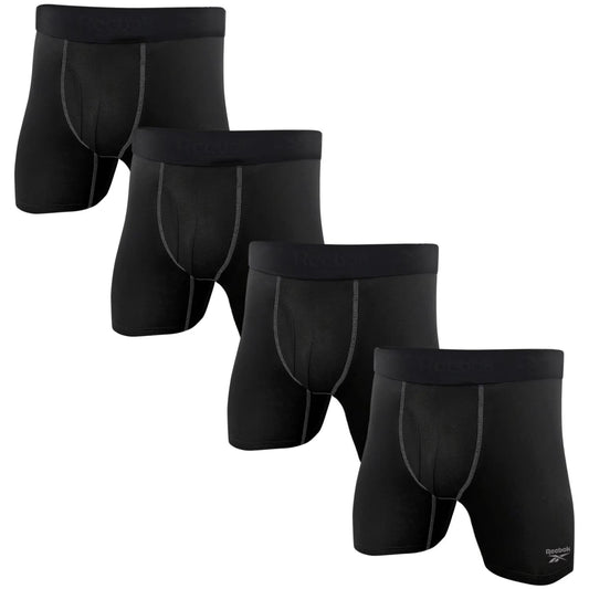 Reebok Men's 4-Pack Performance Boxer Briefs in Black
