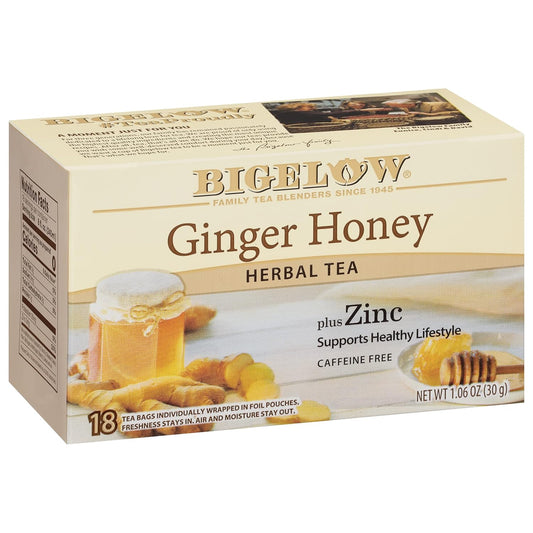 Bigelow Tea Ginger Honey Plus Zinc Herbal Tea (Pack of 6)