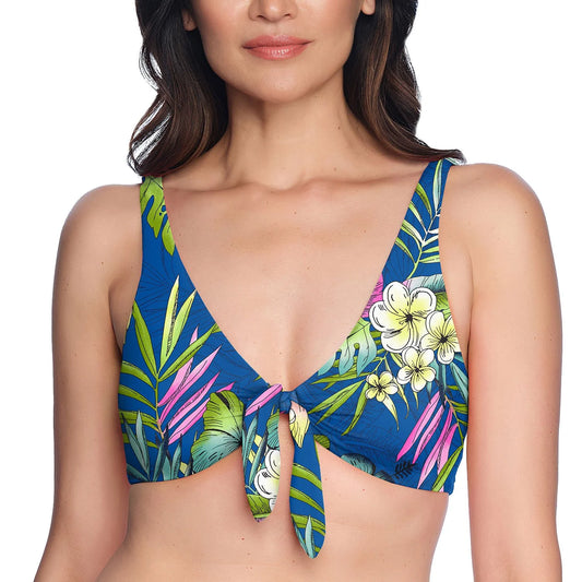 Loft Women's Tie Front Bikini Top -  Blue