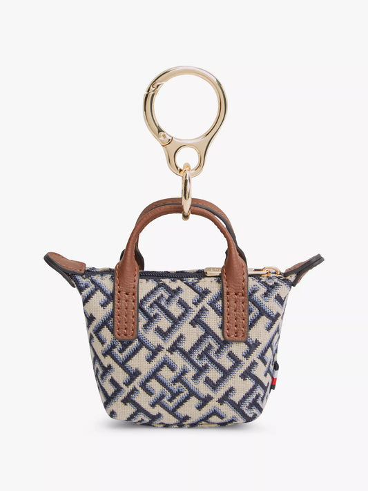 Tommy Hilfiger Monogram Jacquard Coin Purse Bag Charm in "Blue Mono"
