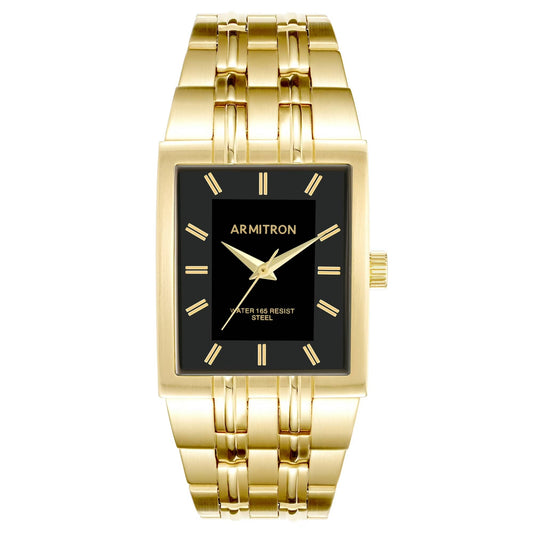 Armitron Men's Dress Watch with Gold-Tone Metal Bracelet Band (Model: 20/5492BKGPWM)