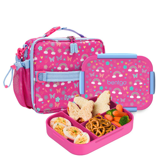 Bentgo Kids Snap & Go 2-Piece Lunch Set (Rainbows and Butterflies)