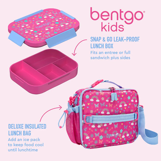 Bentgo Kids Snap & Go 2-Piece Lunch Set (Rainbows and Butterflies)