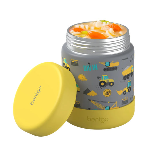 Bentgo Kids Stainless Steel Food Jar in "Construction Trucks"