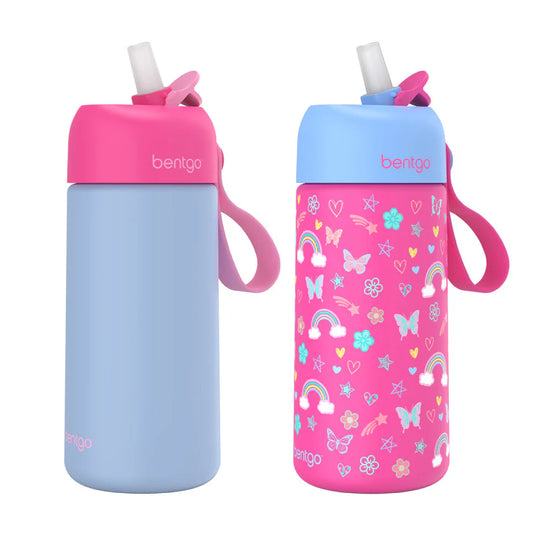 Bentgo Kids Stainless Steel Insulated Water Bottle 2-Pack (Rainbows/Periwinkle)