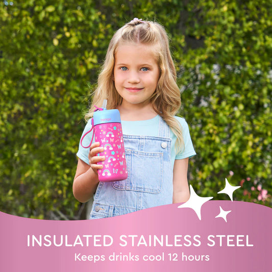 Bentgo Kids Stainless Steel Insulated Water Bottle 2-Pack (Rainbows/Periwinkle)