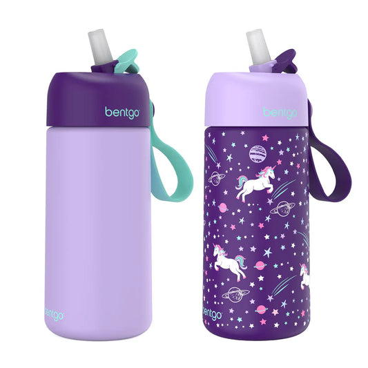 Bentgo Kids Stainless Steel Insulated Water Bottle 2-Pack (Unicorn/Lavender Sky)