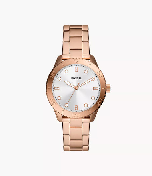 Fossil Dayle Three-Hand Rose Gold-Tone Stainless Steel Watch