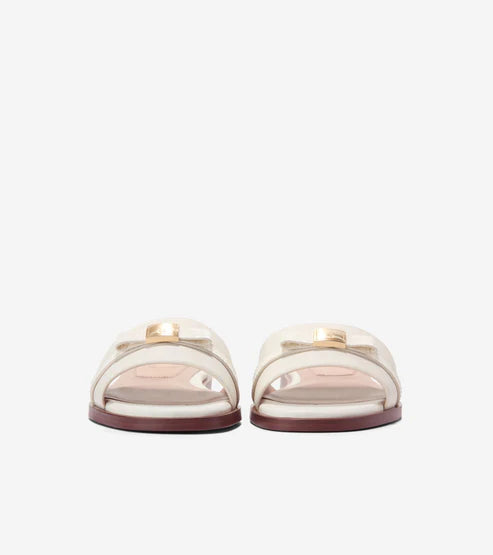 Cole Haan Women's Go-To Emalia Slide Bow Sandal in "Powder Smooth-Croc Print"