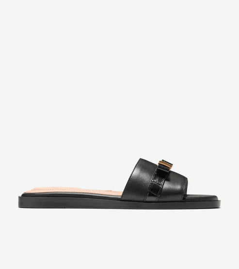Cole Haan Women's Go-To Emalia Slide Bow Sandal in "Black-Black Croc Print"