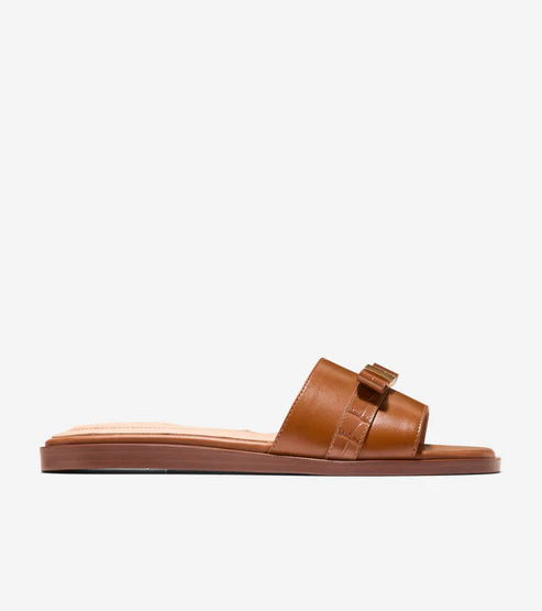 Cole Haan Women's Go-To Emalia Slide Bow Sandal in "British Tan-Croc Print"