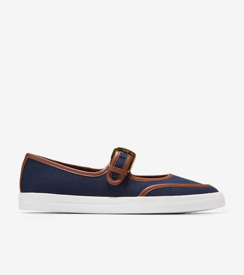 Cole Haan Women’s Nantucket Drift Mary Jane Ballet Flat in "Midnight Moon-Dark Cuoio"
