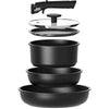 Carote Nonstick Detachable Pots and Pans Set, 6 Pieces (Black Granite)
