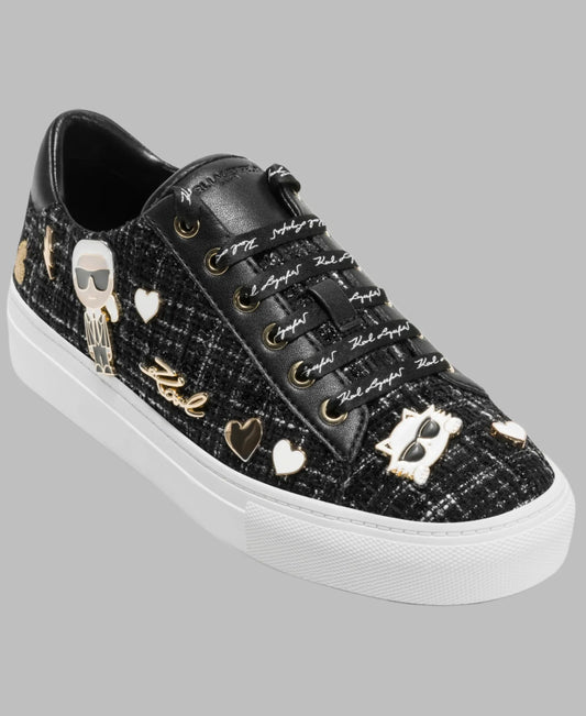 Karl Lagerfeld Women's Cate Pins Lace Up Sneaker in black