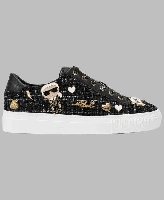 Karl Lagerfeld Women's Cate Pins Lace Up Sneaker in black