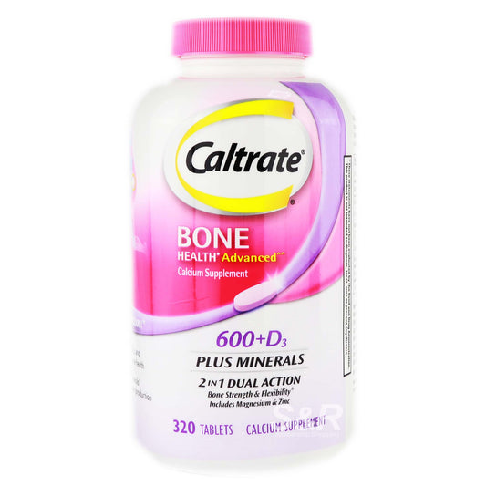 Caltrate Bone Health Advanced 600+D3 Plus Minerals Calcium 2-in-1 Dual Action (320 Tablets)